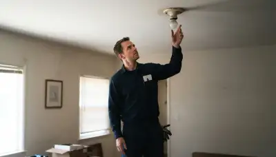 Electrician discusses ceiling lighting options during a Long Beach, CA home lighting consultation