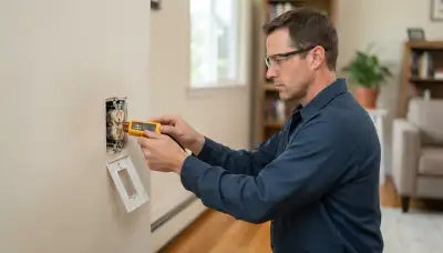 Electrician tests a dead outlet for wiring faults during outlet repair in Long Beach, CA