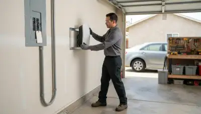 EV charger installation with 240-volt wiring and conduit in a Signal Hill, CA garage by Long Beach electricians