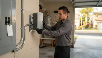 Electric vehicle charger installation in Long Beach, CA with dedicated garage circuit and conduit