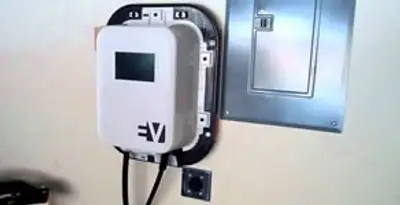 Electric car charger installation with wall-mounted EV charging station in Long Beach, CA