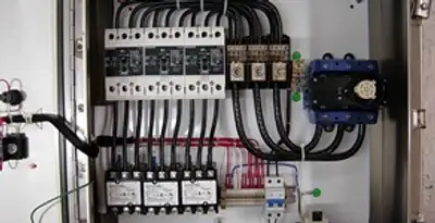 Electrical panel installation with organized circuit breakers and wiring in Long Beach, CA