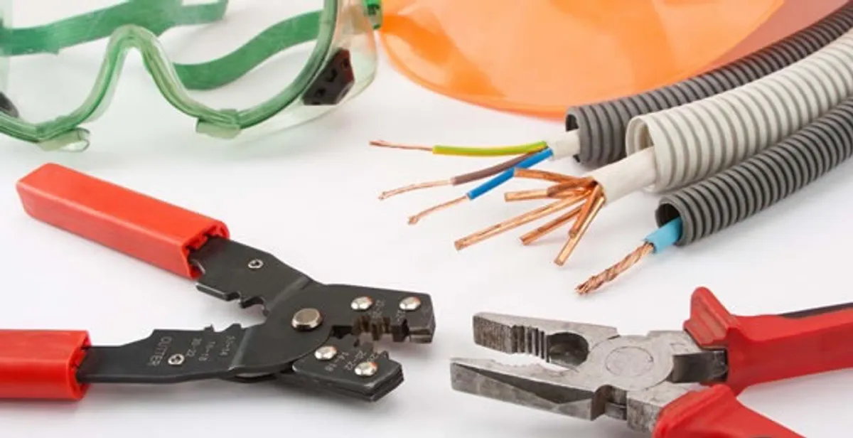 Electrical wiring repair with professional tools and safety equipment in Lomita, CA