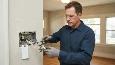 Electrician replacing a wall switch with secured wiring under lockout in Long Beach, CA